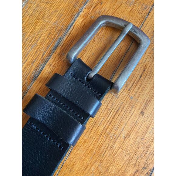 Heavy Duty Distressed Black Leather Belt Mens sz 44 - Picture 6 of 12